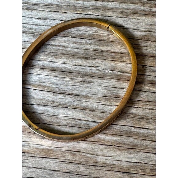 Michael Kors MK Logo Gold-Tone Metal Hinged Bangle Bracelet - Picture 5 of 8